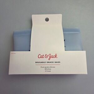 Cat & Jack Reusable Silicone Snack Bags 2‎ Count Blue Shark Green BPA Free